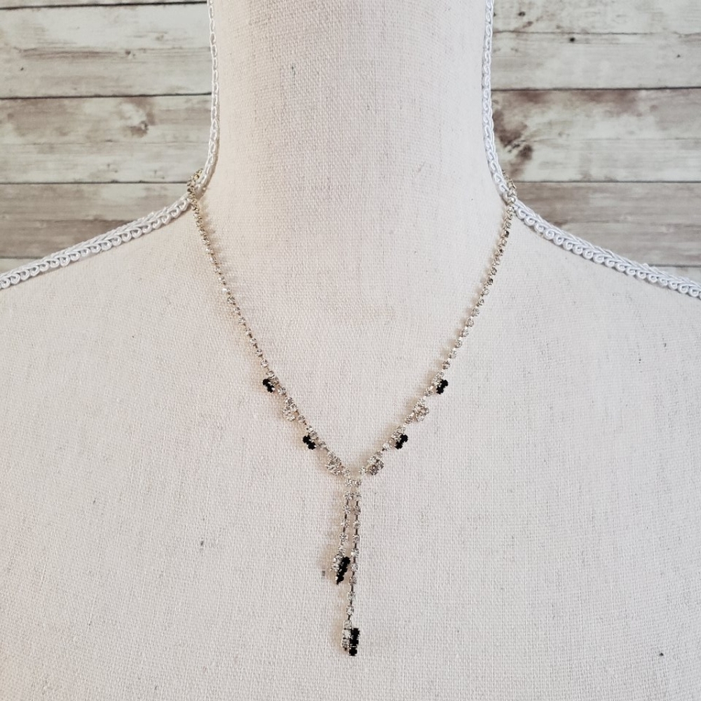 Faux Sapphire & Diamond Necklace